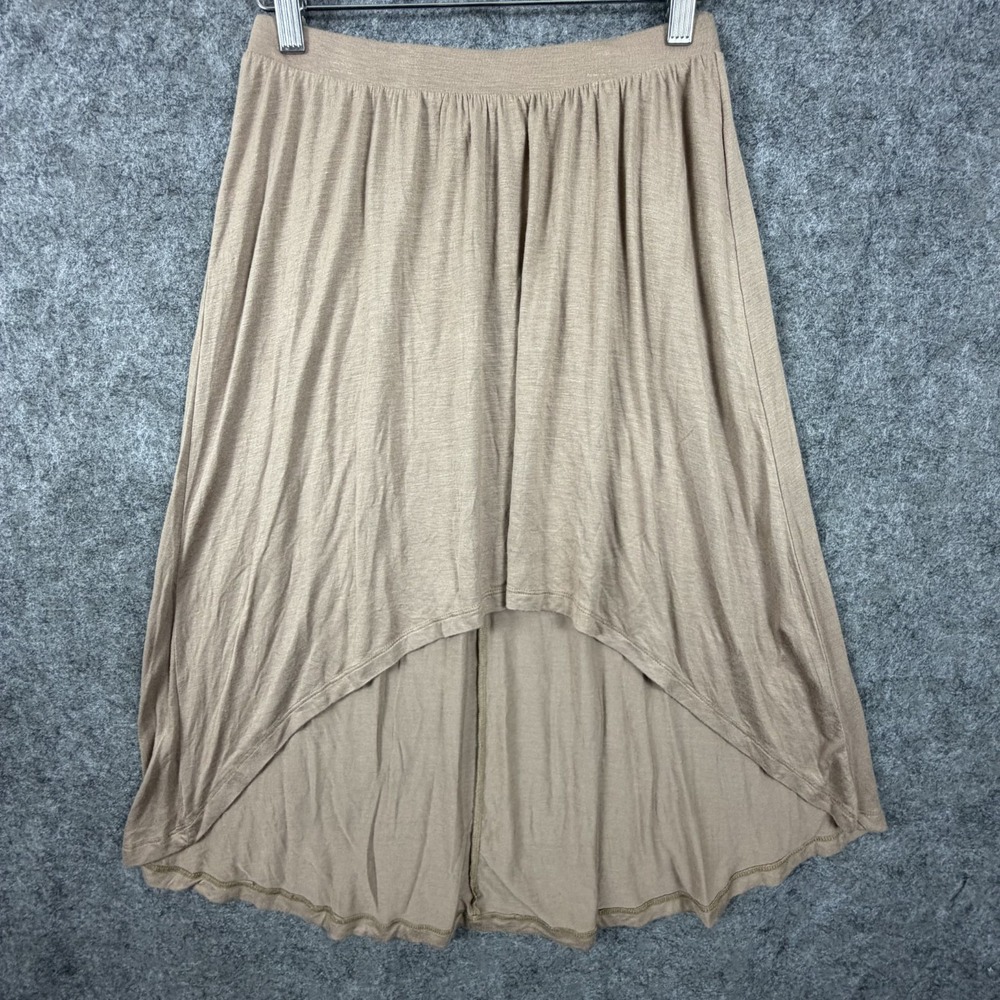 Popular Basics A-Line Skirt Womens Small Beige Jersey Stretch Pull On Casual
